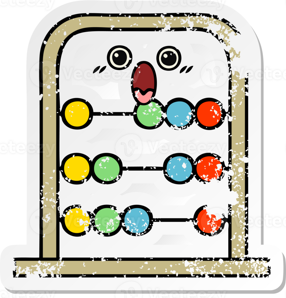 distressed sticker of a cute cartoon abacus png