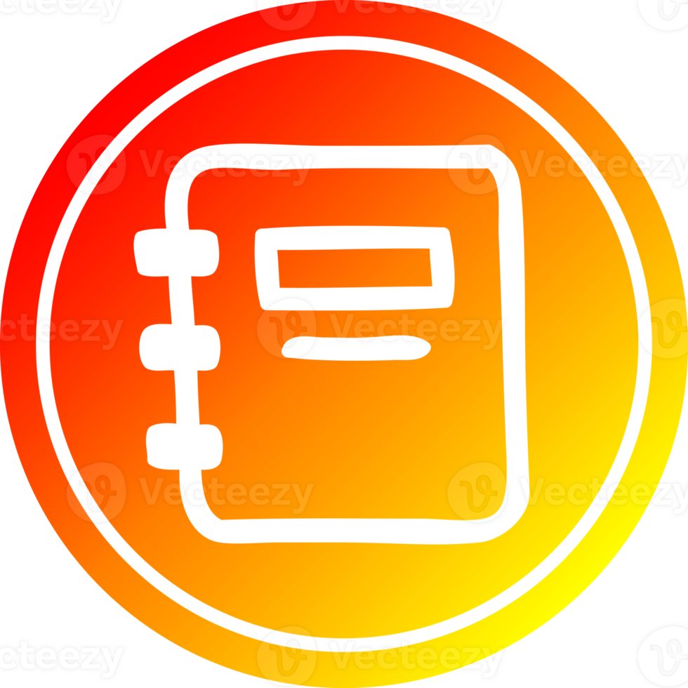 note book circular icon with warm gradient finish png