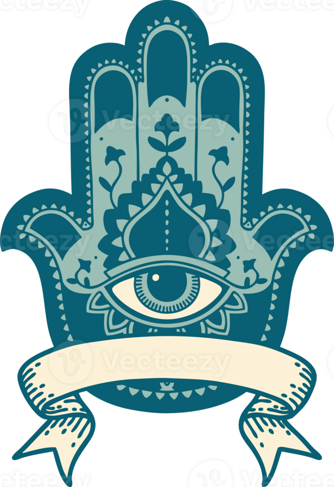 traditional tattoo with banner of a hamza png