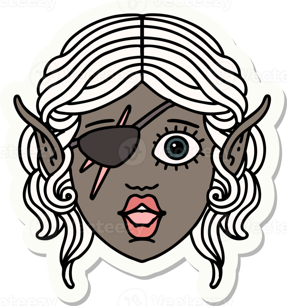sticker of a elf rogue character face png