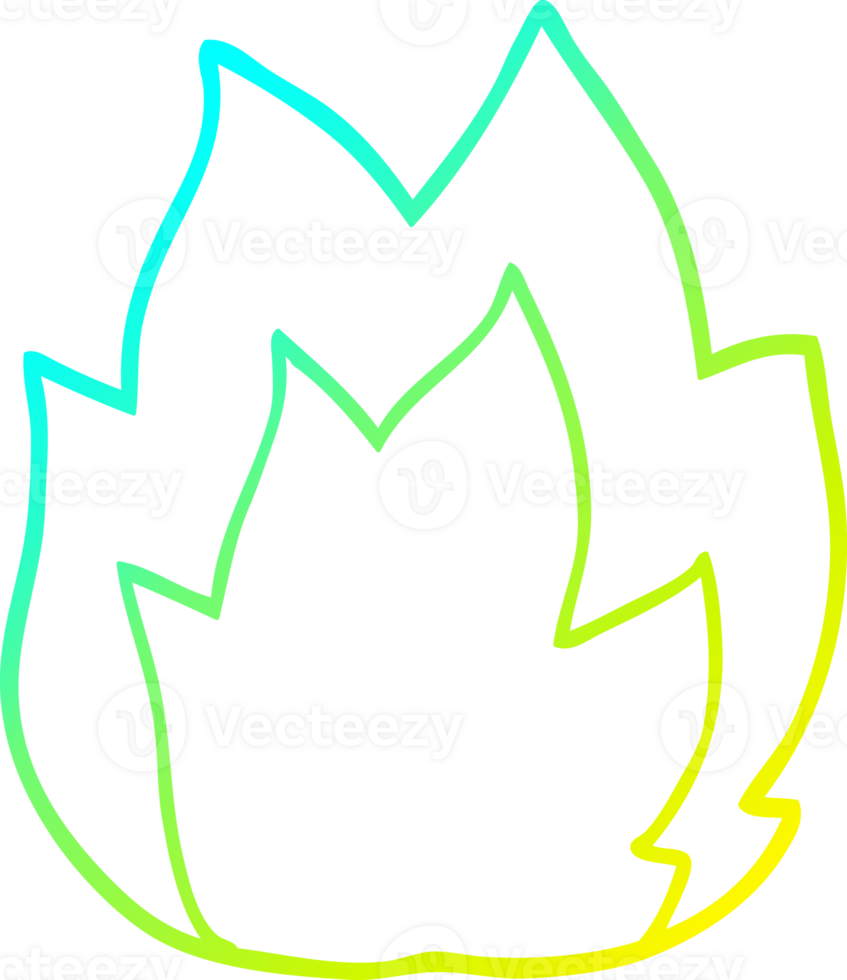 cold gradient line drawing of a cartoon fire explosion png
