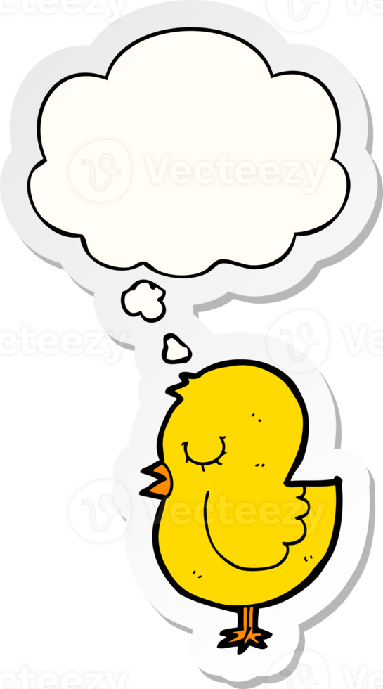 cartoon bird with thought bubble as a printed sticker png