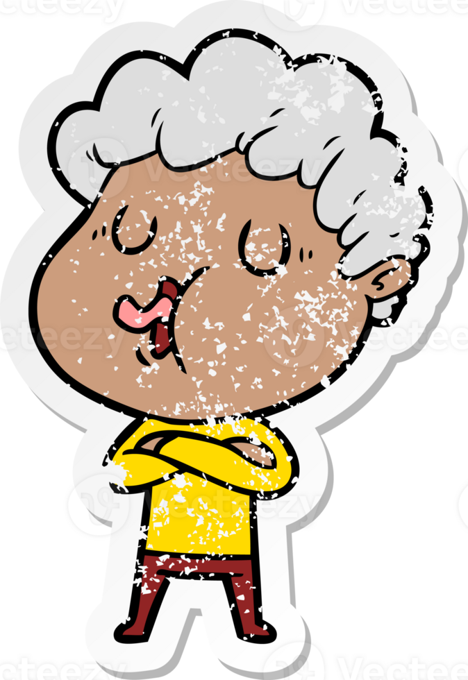 distressed sticker of a cartoon man singing png