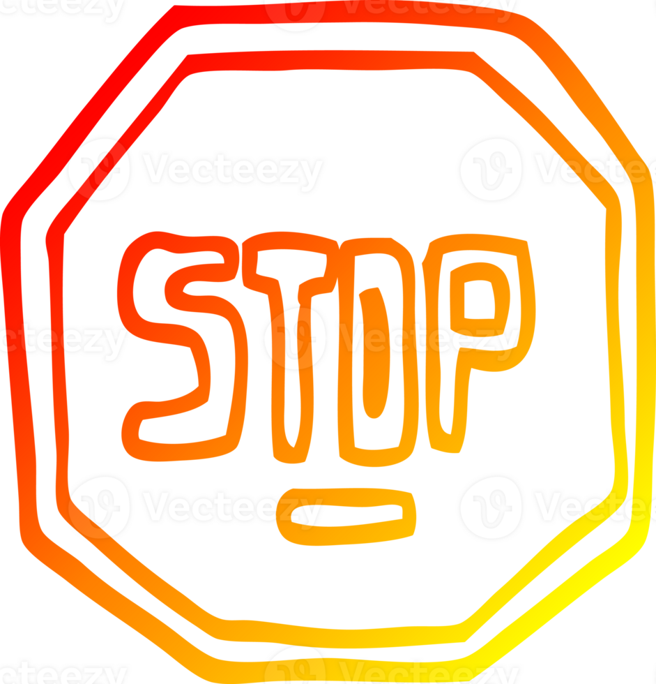 warm gradient line drawing of a cartoon stop sign png