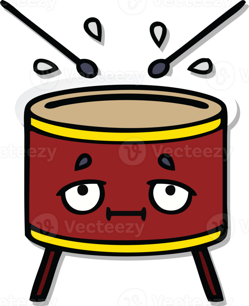 sticker of a cute cartoon drum png