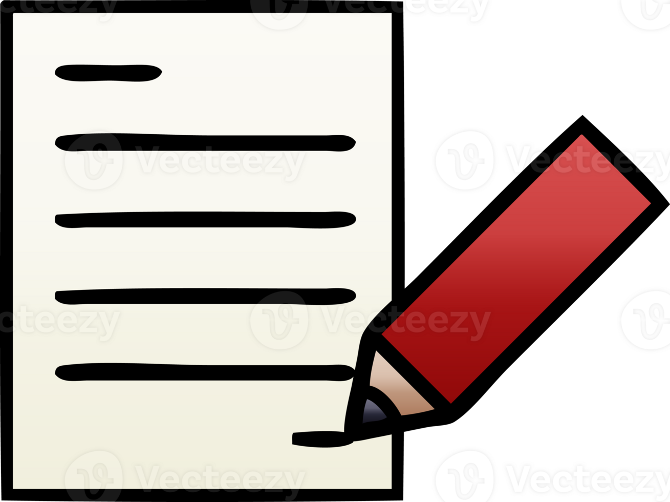gradient shaded cartoon of a of writing a document png