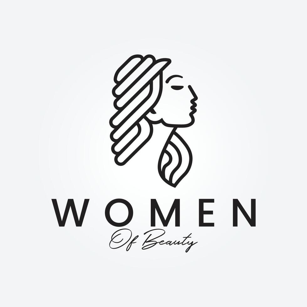 beauty women line art logo vector illustration design