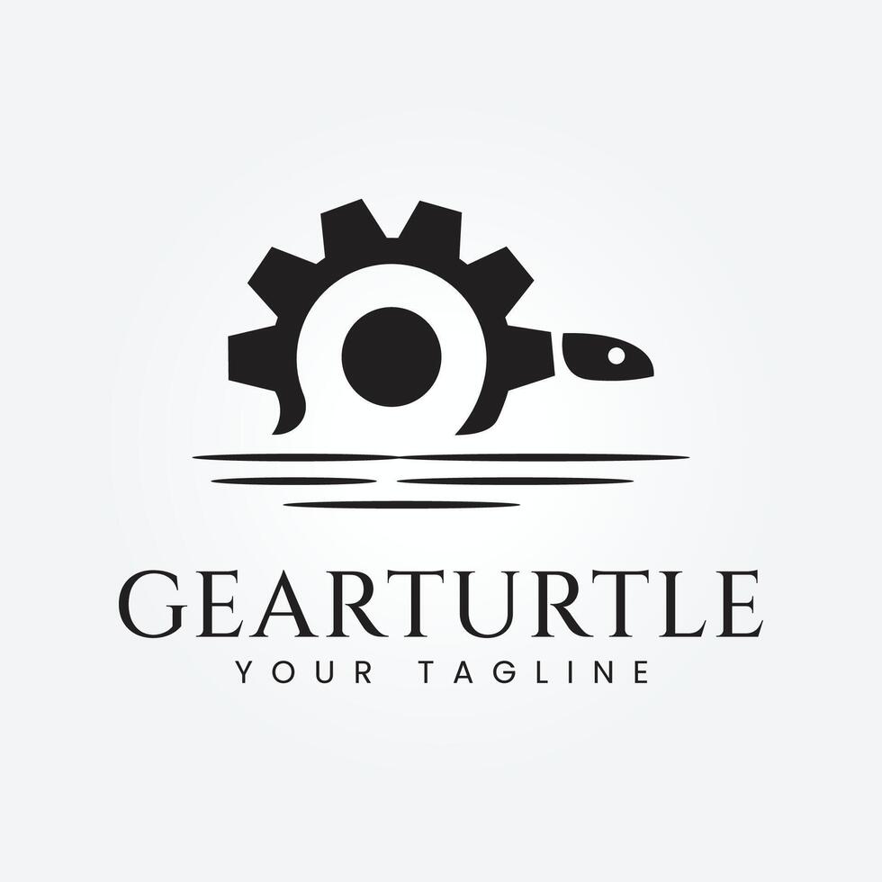Gear combination with turtle body, template vector logo design