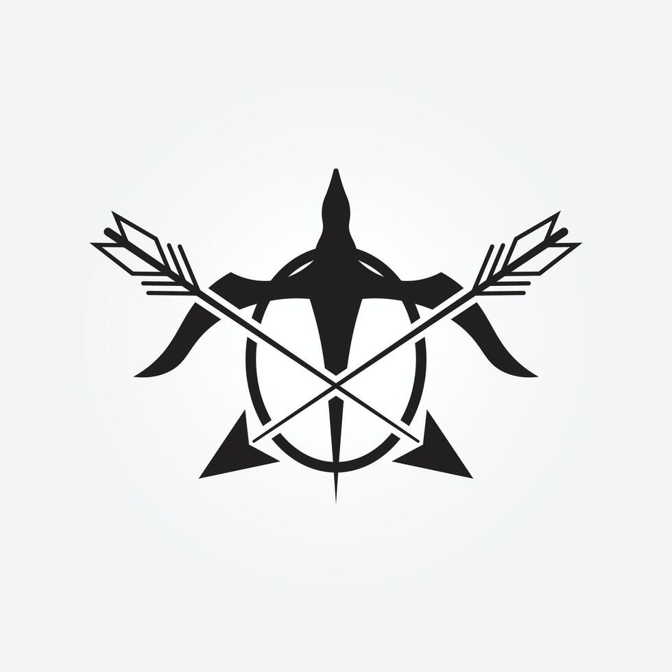 Tortuga logo vector con flecha minimalista concepto