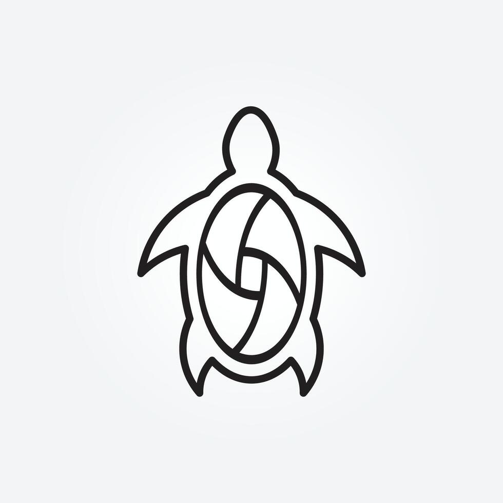 Tortuga logo vector línea Arte con un minimalista concepto