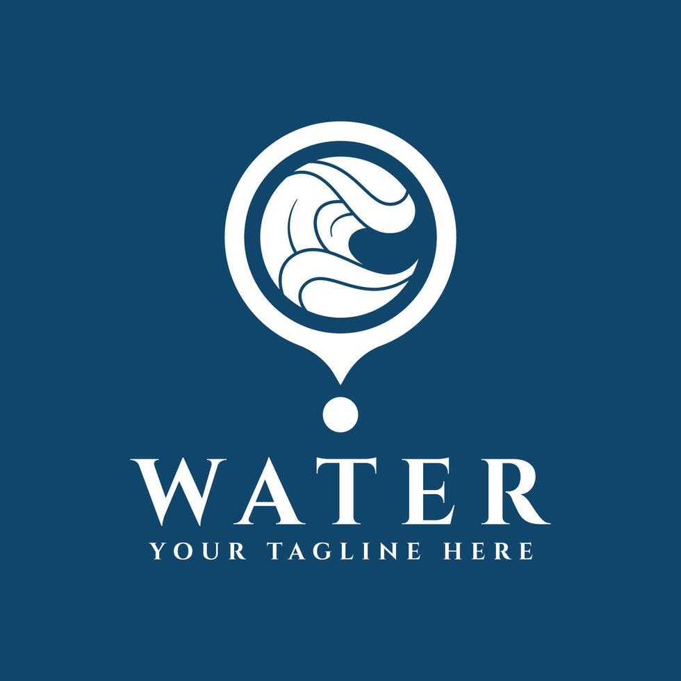 Wave and water drop combination logo vector concept