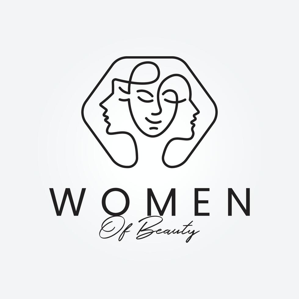 beauty women line art logo vector illustration design