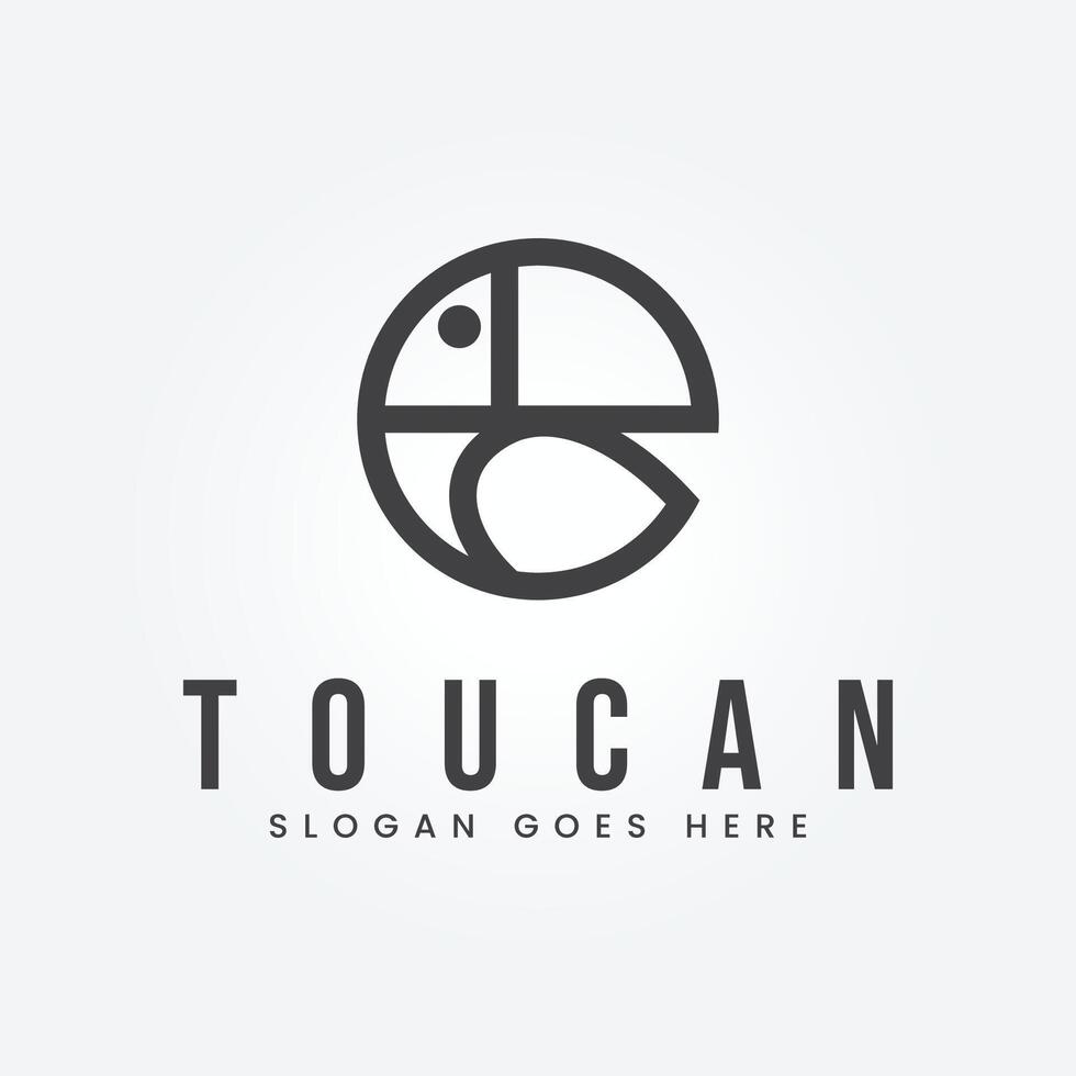 toucan simple line icon circle logo vector design