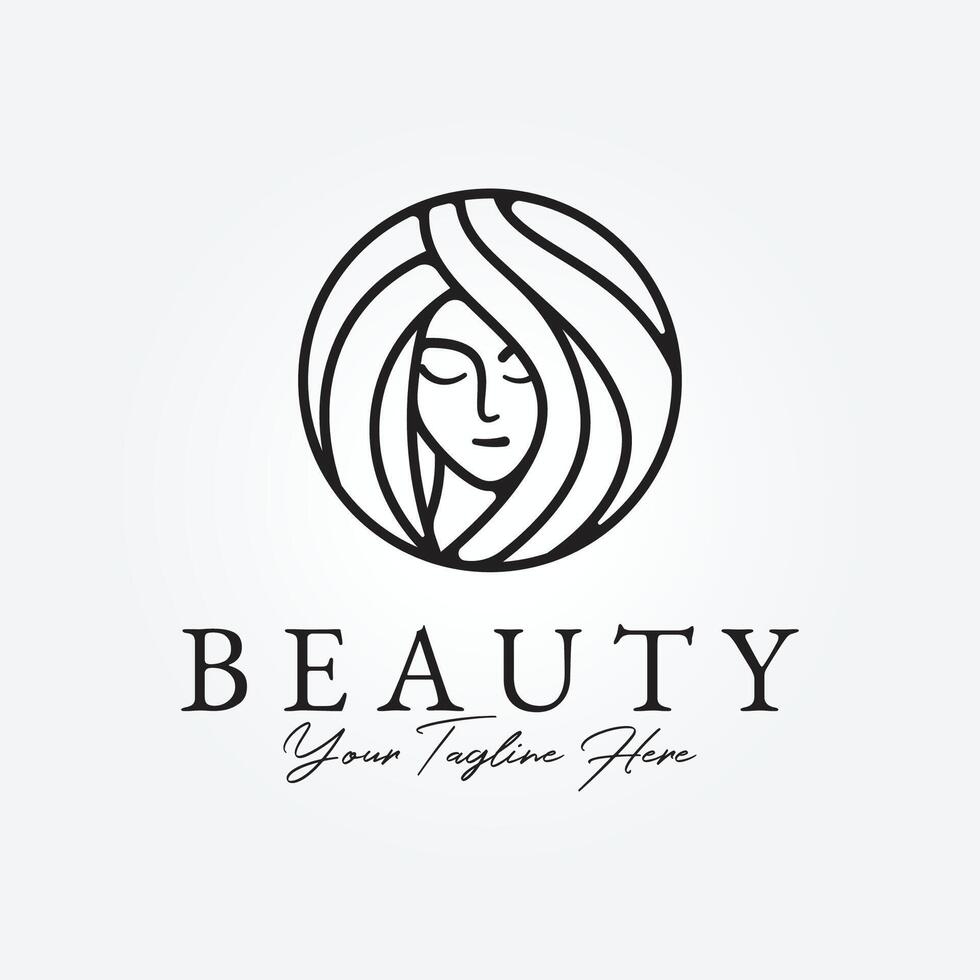 beautiful girl, beauty care clinic simple minimal icon logo sign , beauty woman vector illustration design