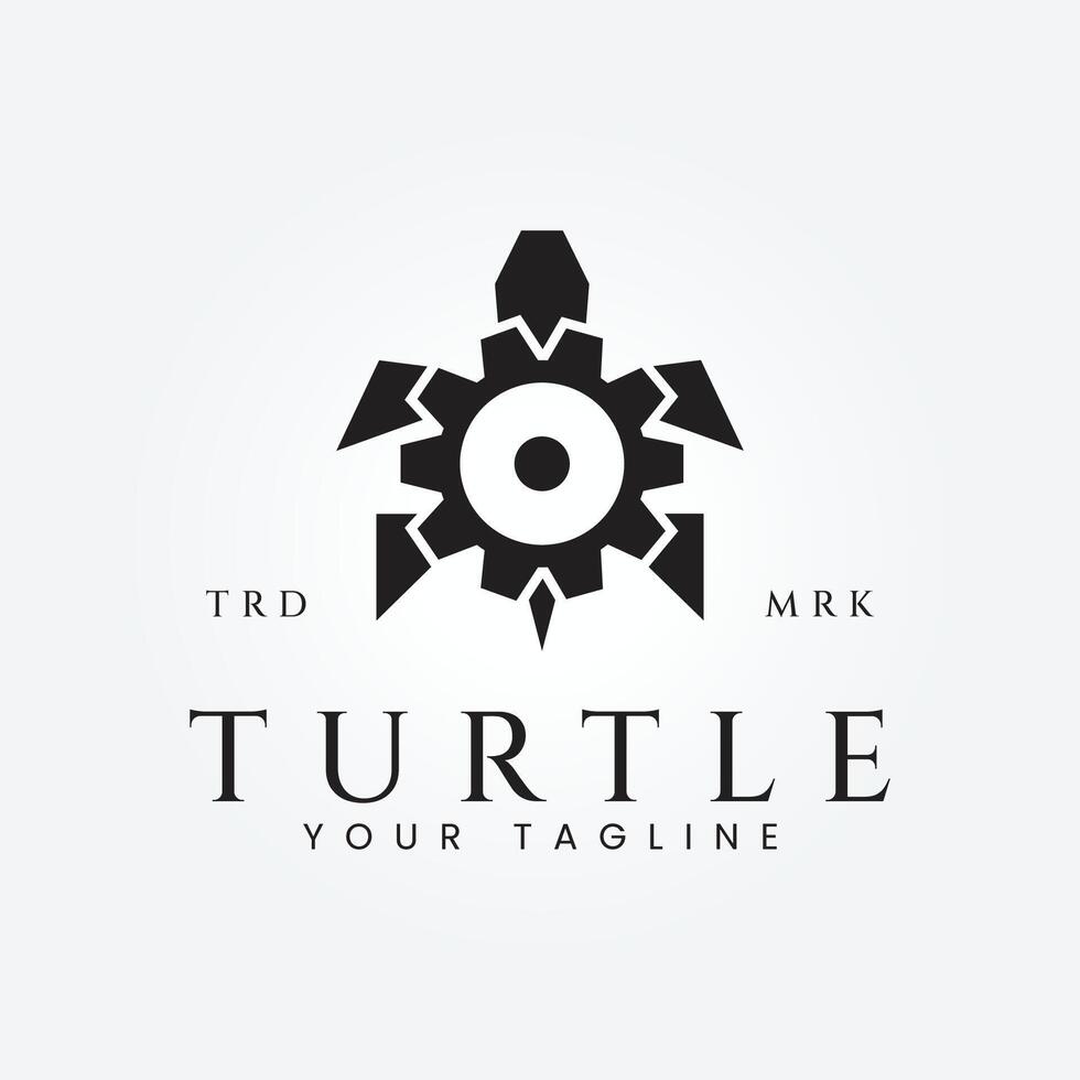 Gear combination with turtle body, template vector logo design