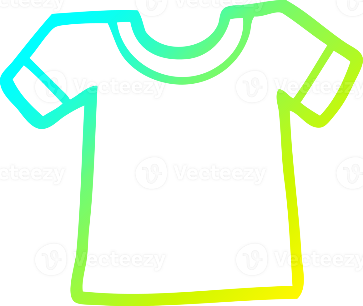 cold gradient line drawing of a cartoon tee shirt png