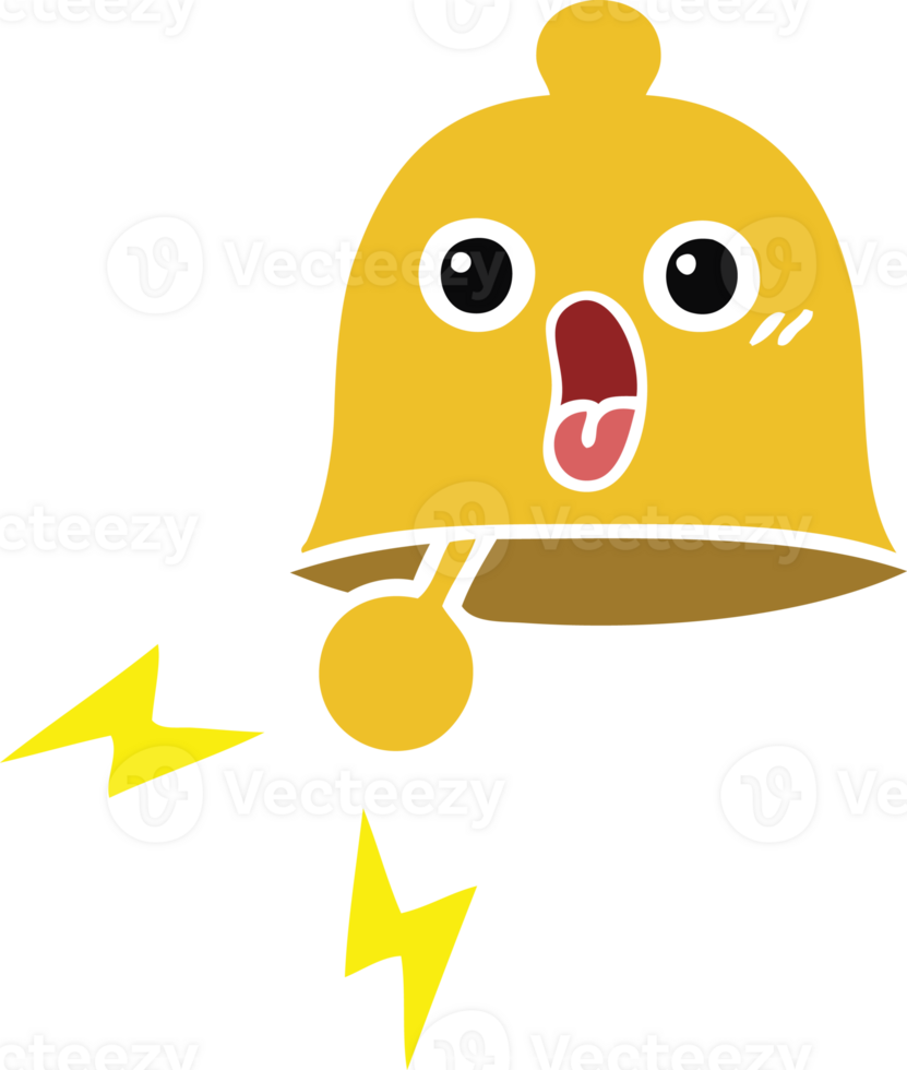 flat color retro cartoon of a ringing bell png