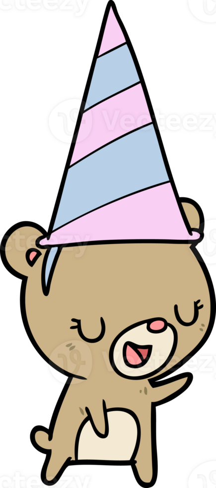 cartoon bear wearing party hat png