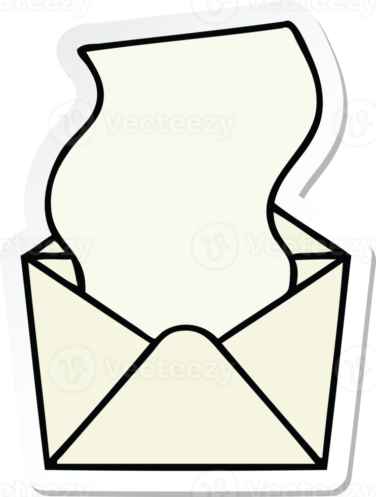 sticker of a quirky hand drawn cartoon letter and envelope png