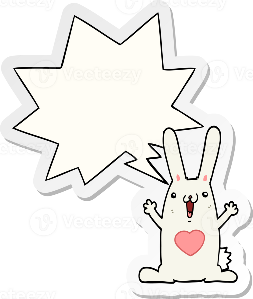 cartoon rabbit in love with speech bubble sticker png