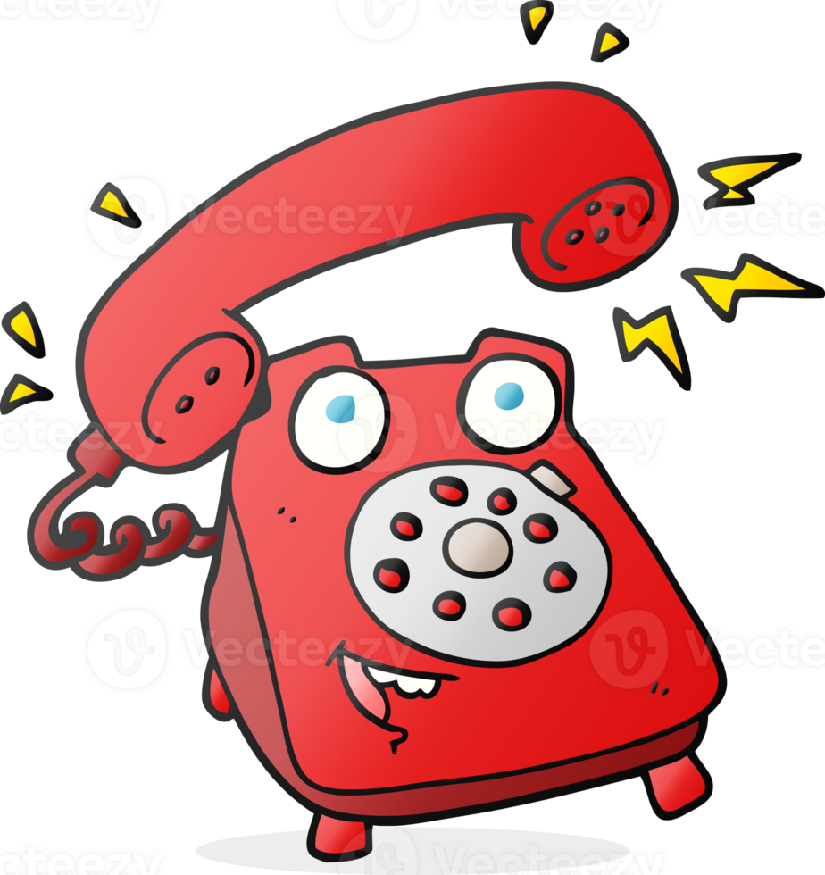 hand drawn cartoon ringing telephone png
