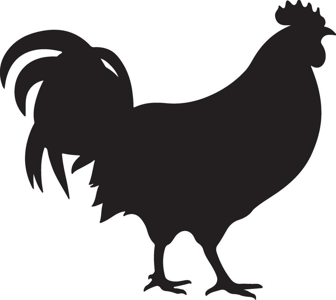 Chicken Silhouette Vector Illustration White Background