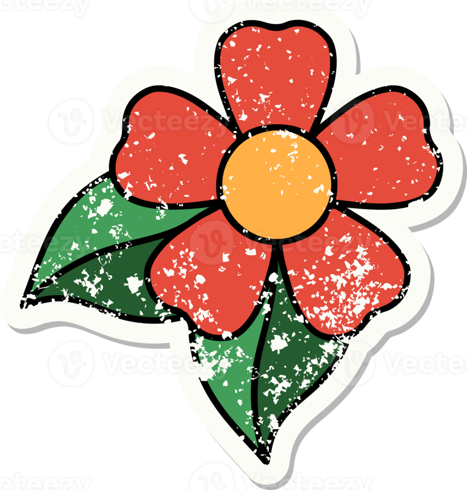 distressed sticker tattoo in traditional style of a flower png