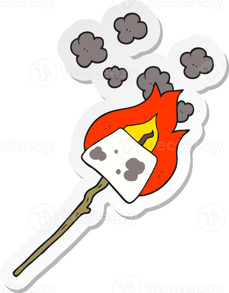 sticker of a cartoon marshmallow on stick png