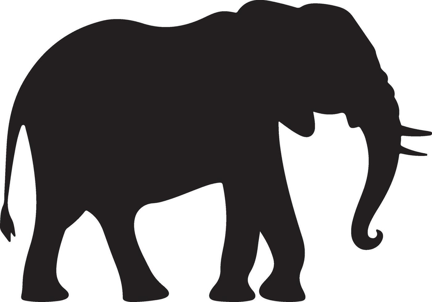 Elephant Silhouette Vector Illustration White Background