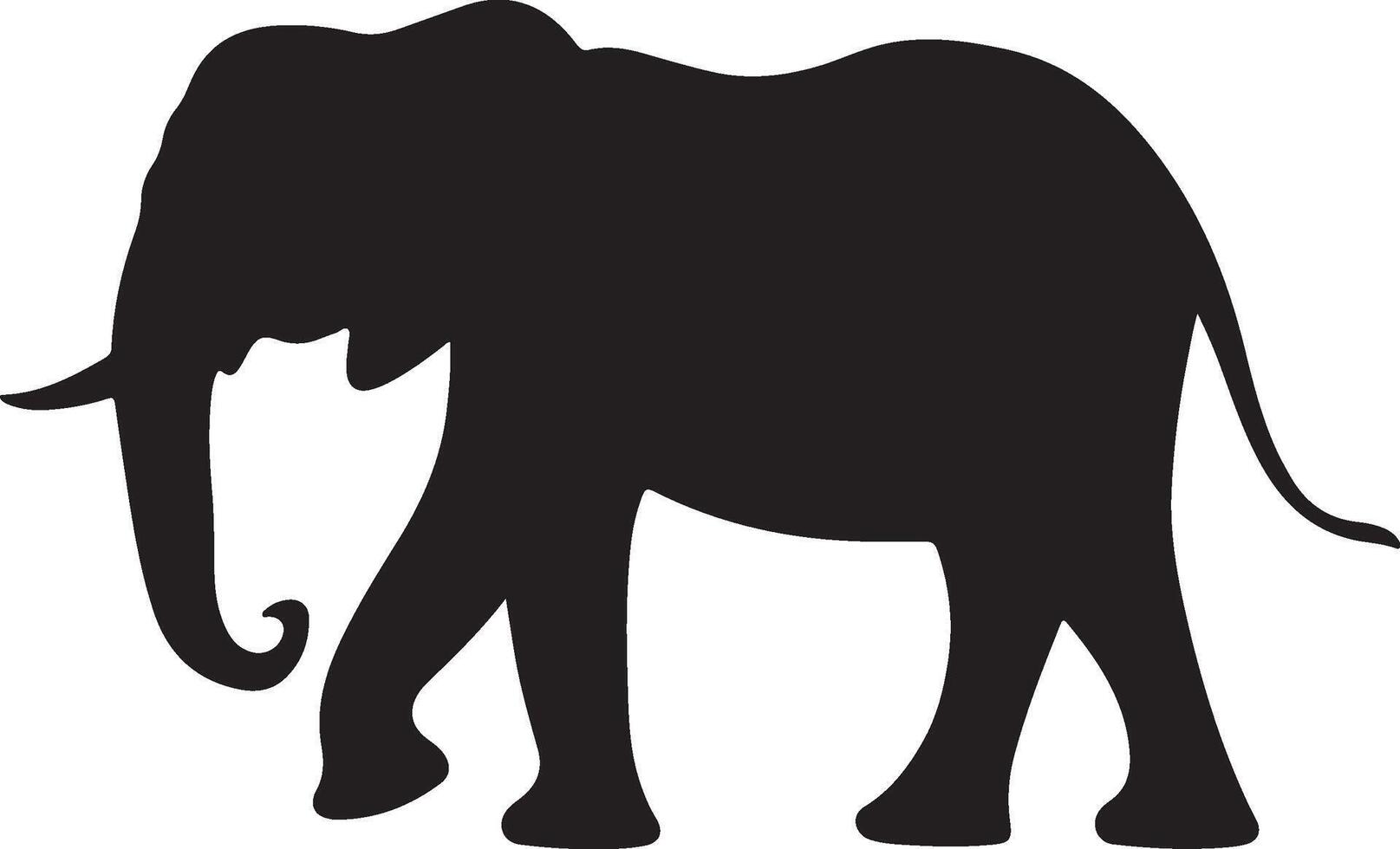 Elephant Silhouette Vector Illustration White Background