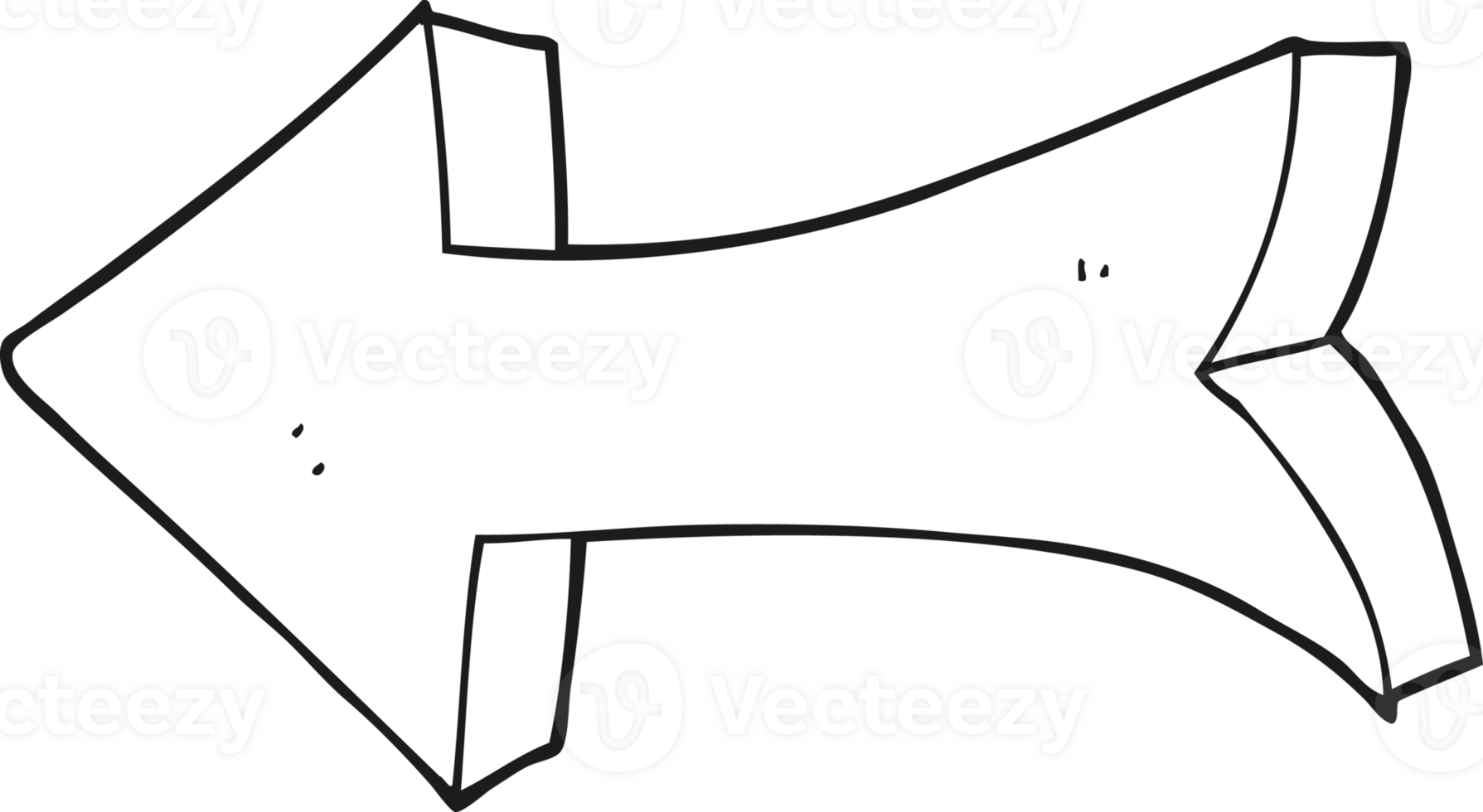hand drawn black and white cartoon pointing arrow png