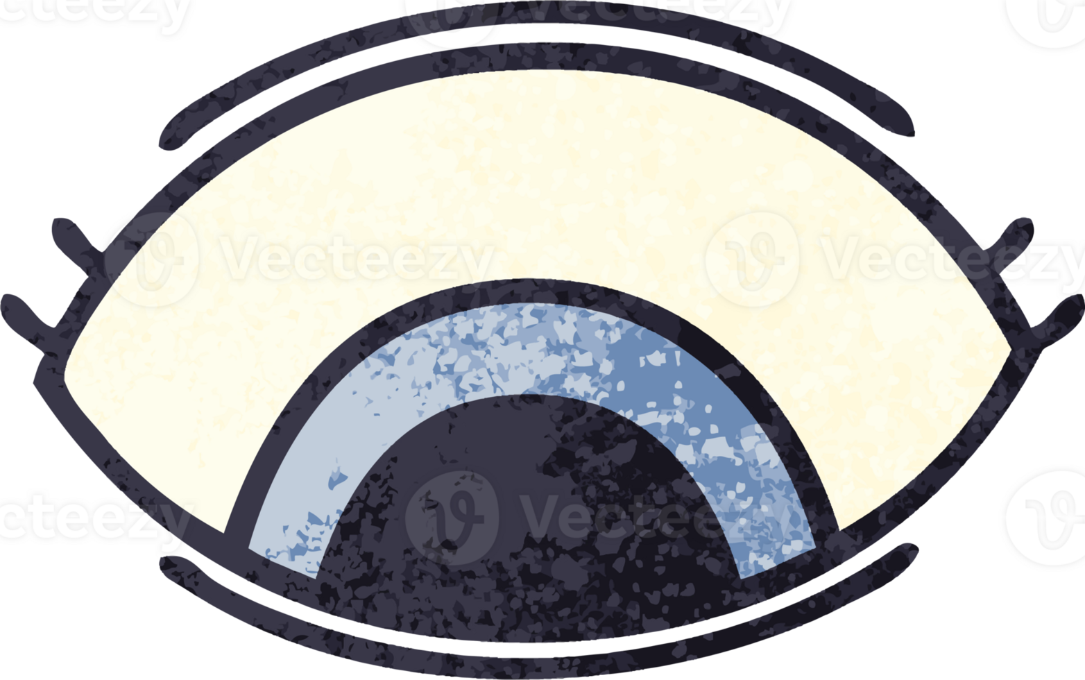 retro illustration style cartoon of a eye looking down png