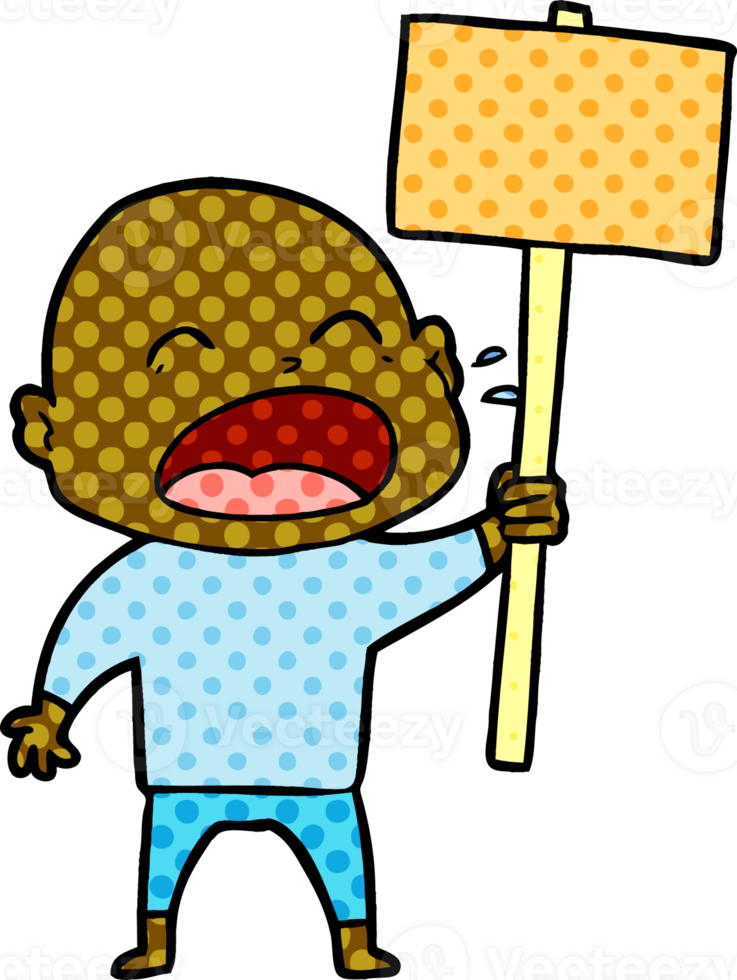 cartoon shouting bald man png