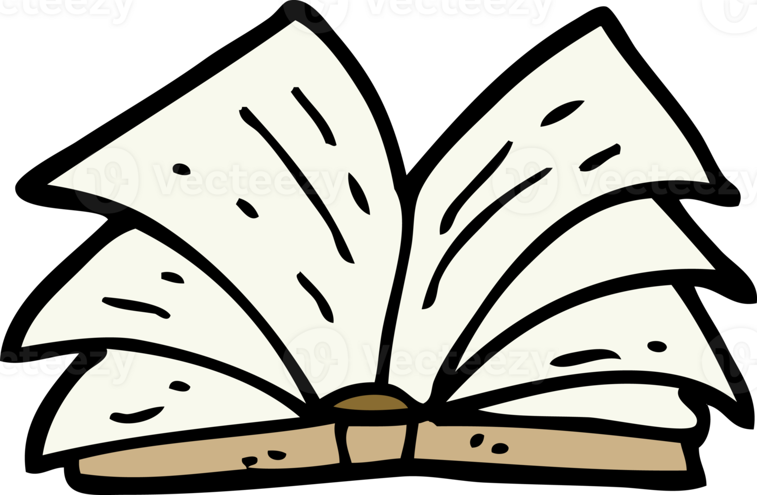 hand drawn doodle style cartoon open book png