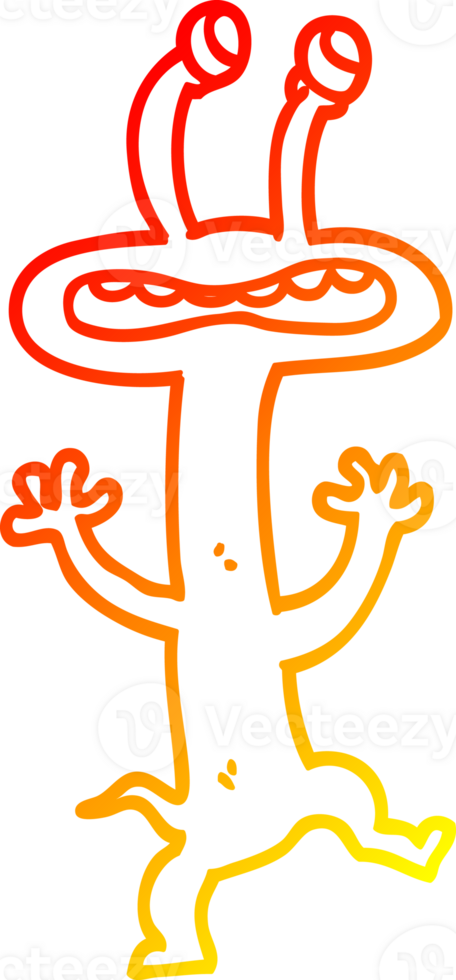 warm gradient line drawing of a cartoon monster png