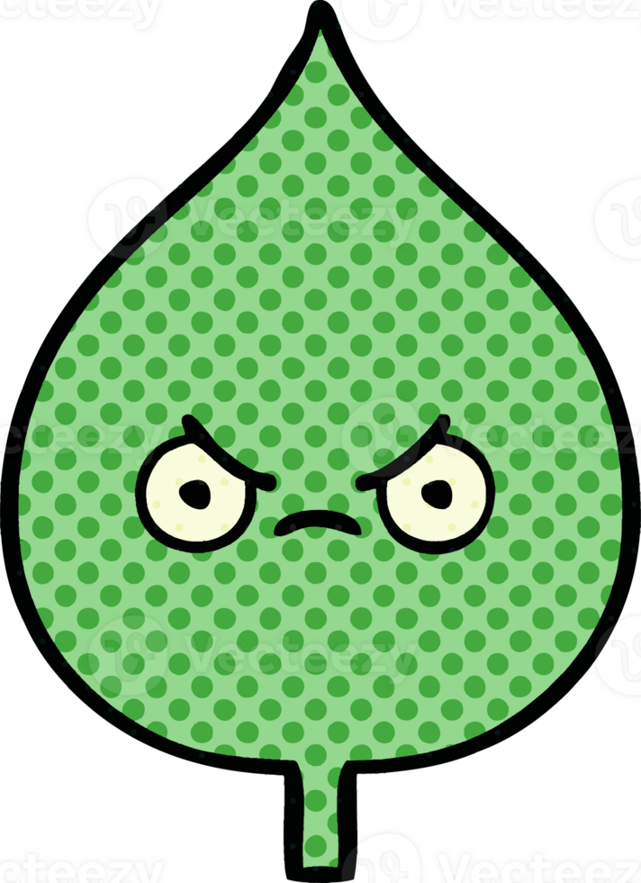 comic book style cartoon of a expressional leaf png