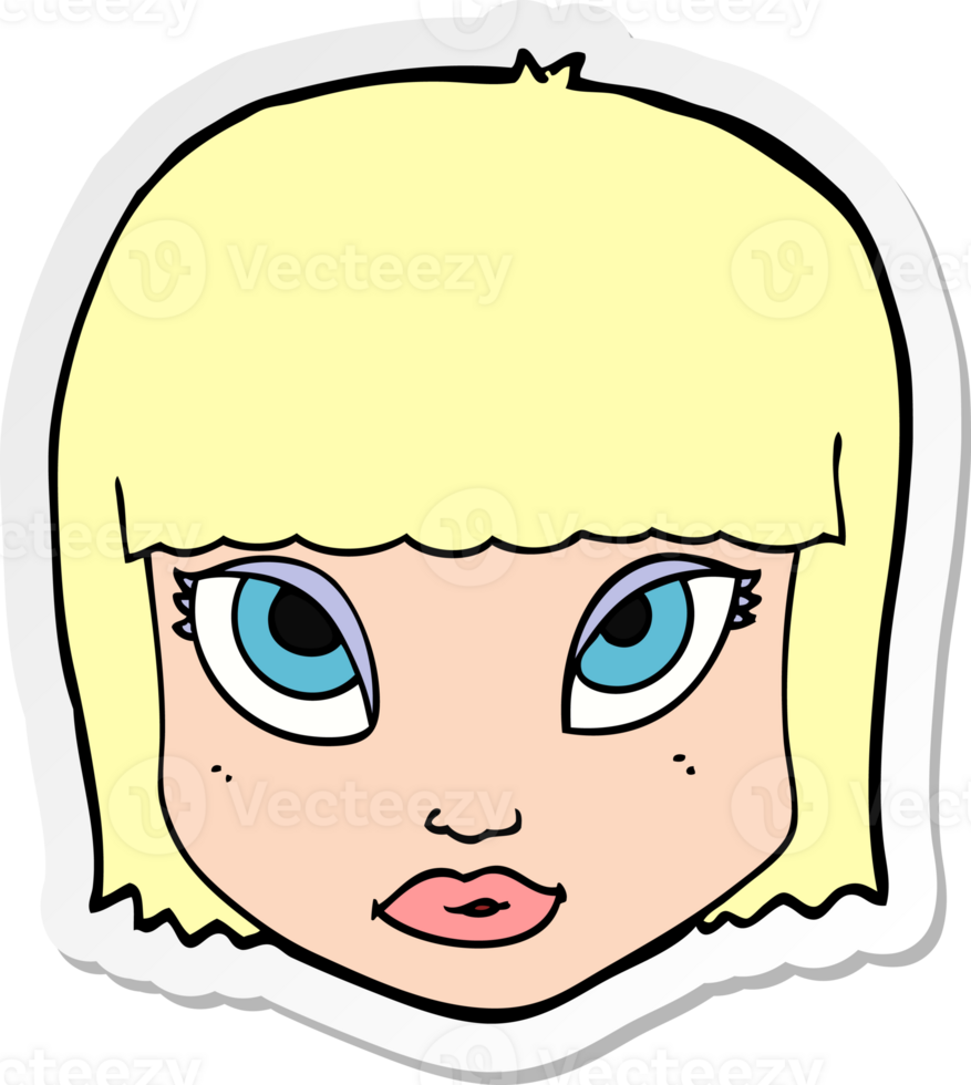 sticker of a cartoon female face png