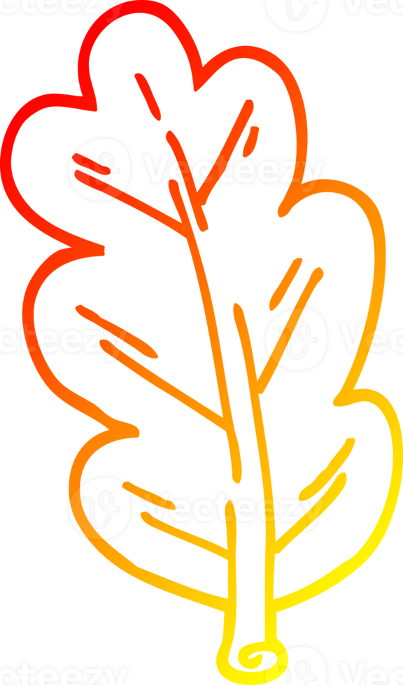 warm gradient line drawing of a cartoon leaf png