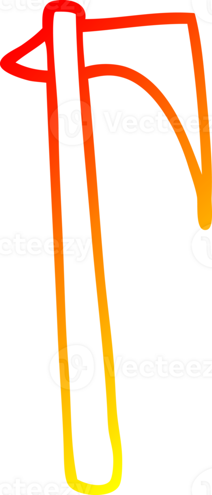 warm gradient line drawing of a cartoon sharp axe png