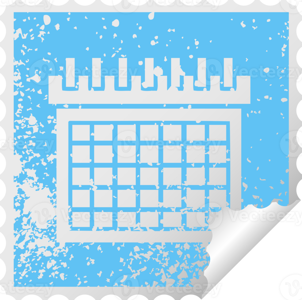 distressed square peeling sticker symbol of a work calendar png