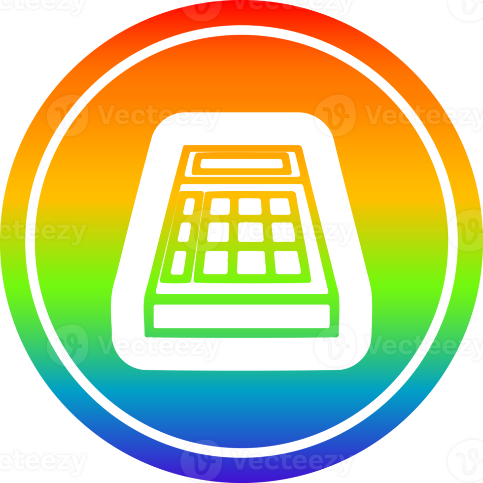 math calculator circular icon with rainbow gradient finish png