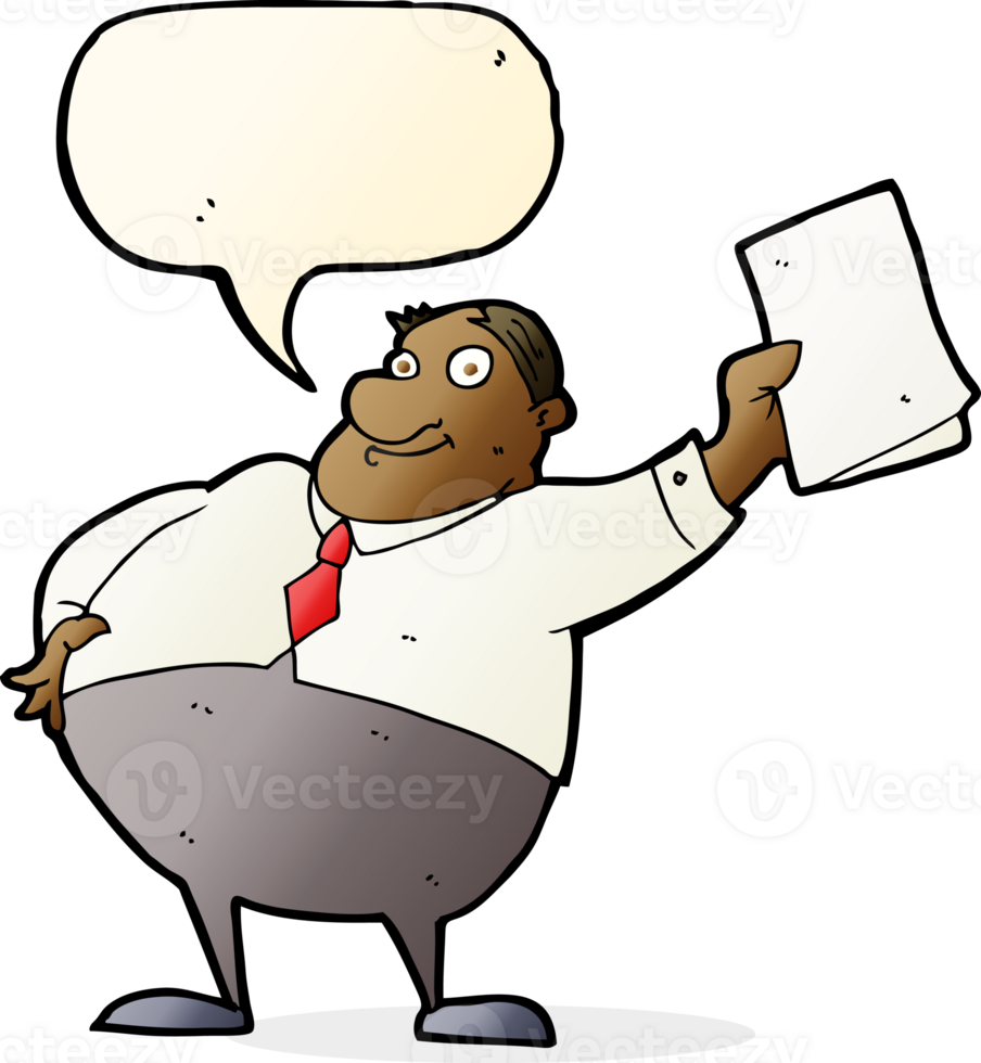 cartoon boss waving papers with speech bubble png