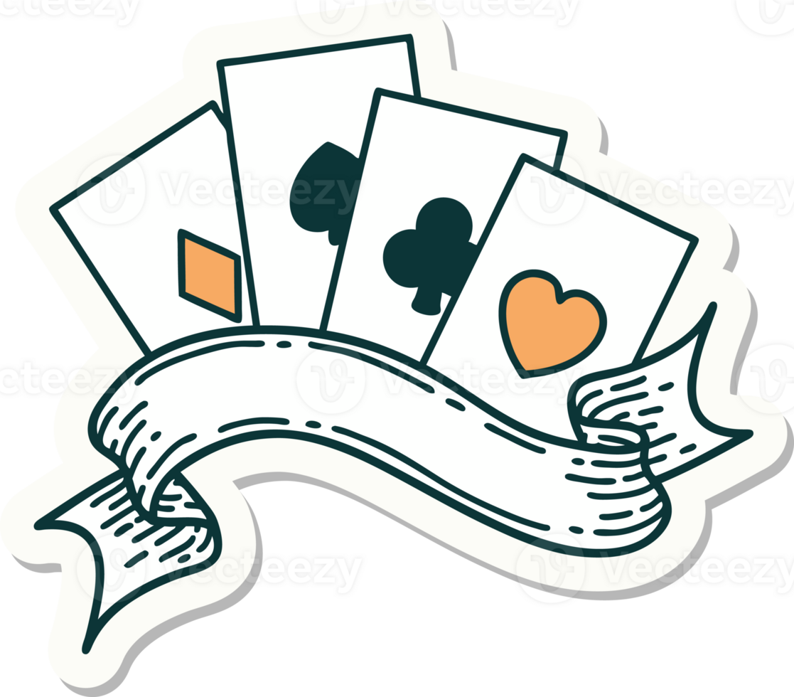 sticker of tattoo in traditional style of cards and banner png