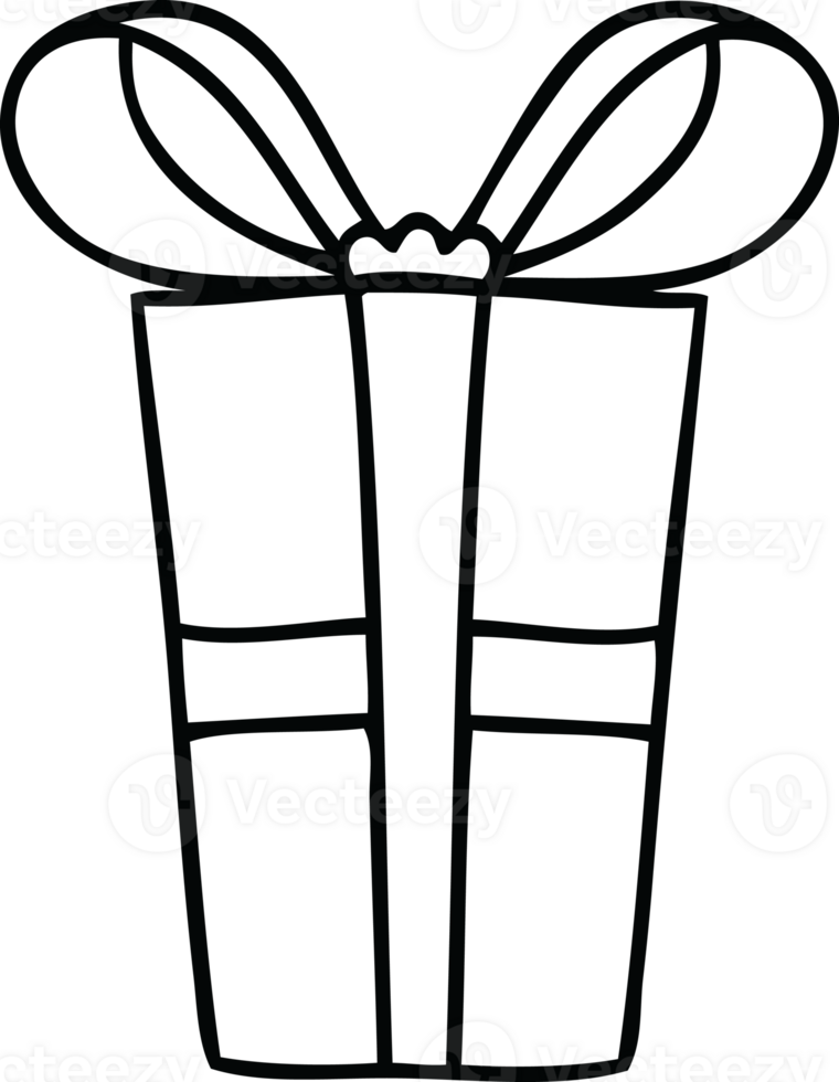 line drawing quirky cartoon present png