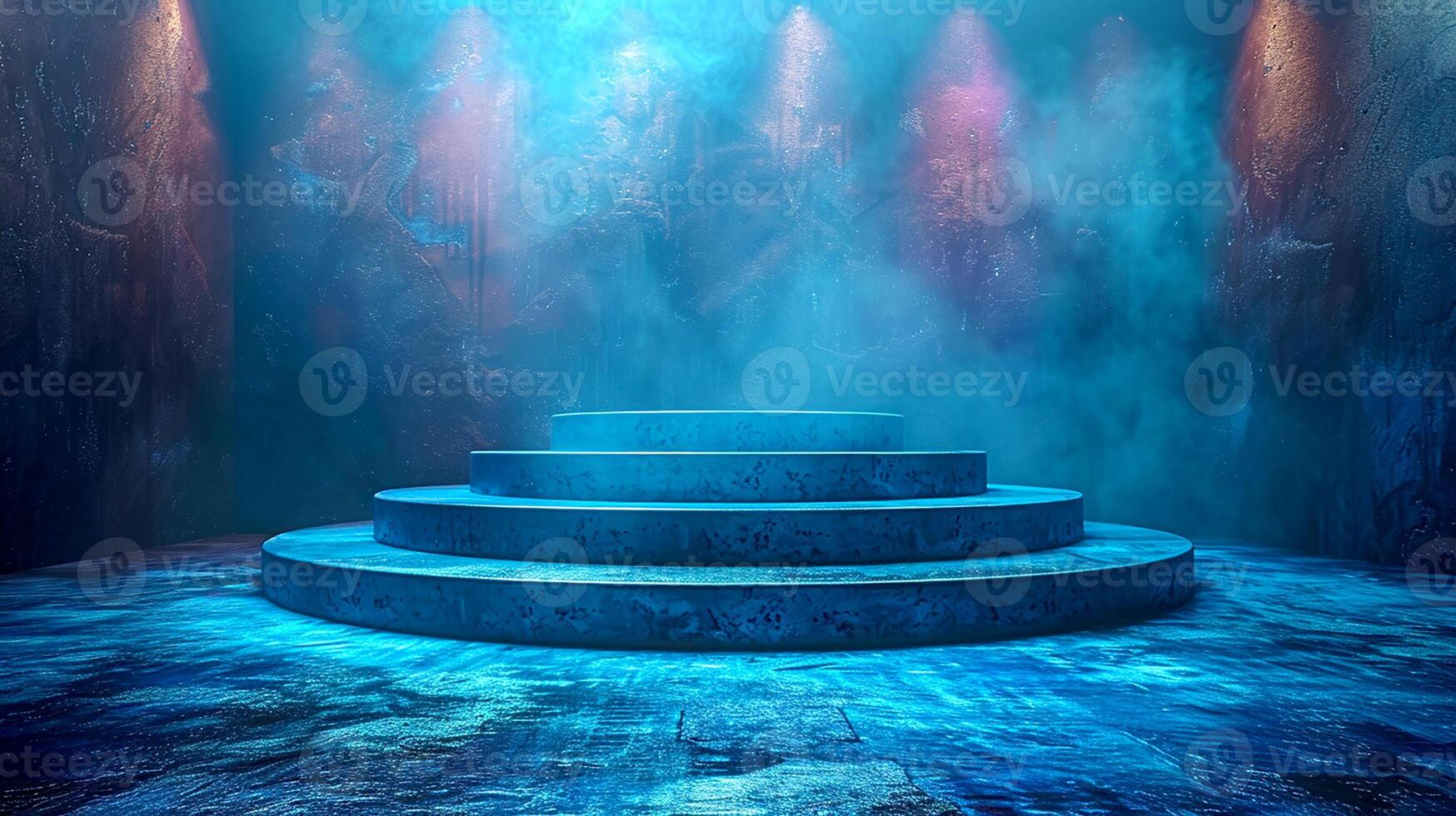 AI generated 3d illustration empty podium with abstact background very realistic front view mock up photo