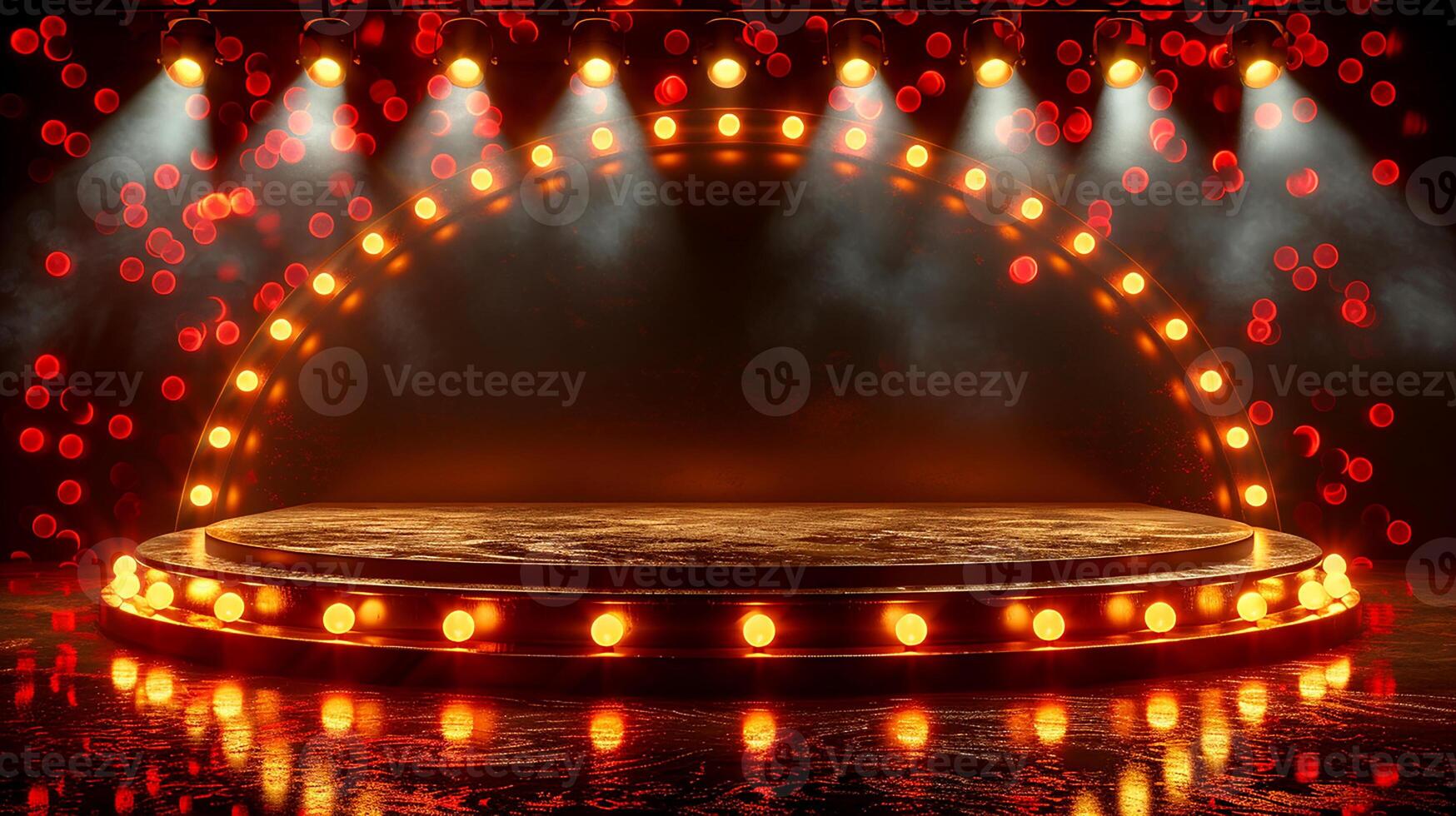 AI generated 3d illustration empty podium with abstact background very realistic front view mock up photo