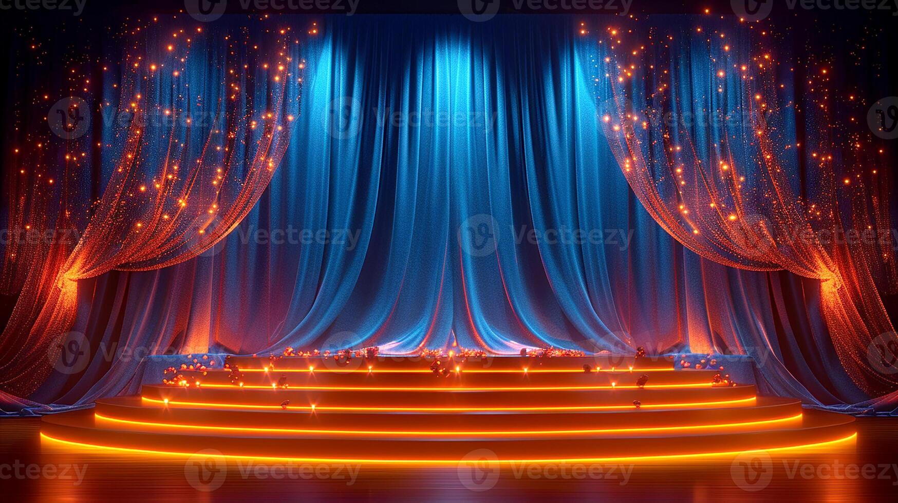 AI generated 3d illustration empty podium with abstact background very realistic front view mock up photo