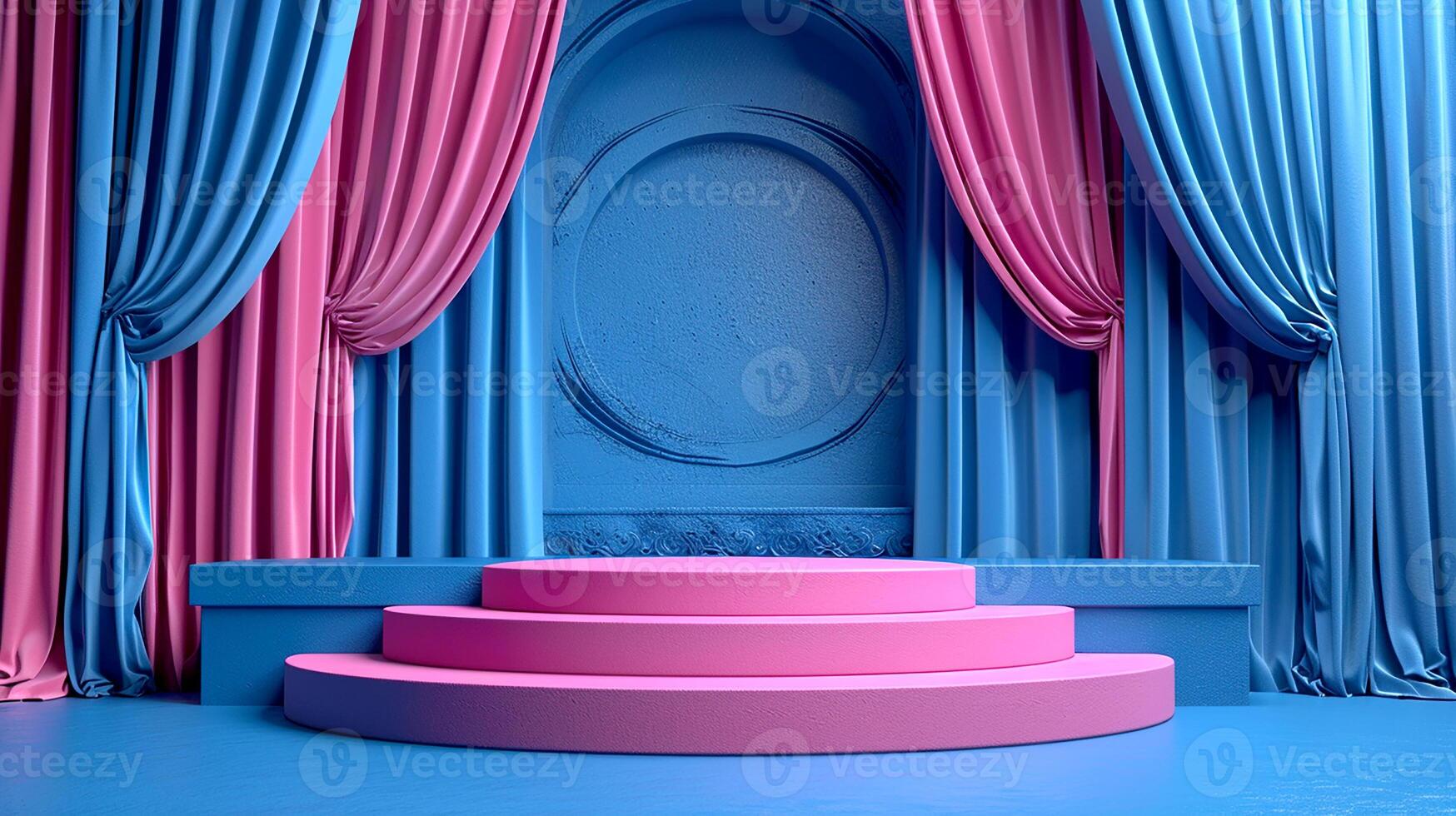 AI generated 3d illustration empty podium with abstact background very realistic front view mock up photo