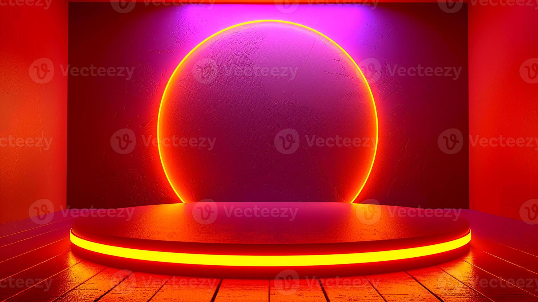 AI generated 3d illustration empty podium with abstact background very realistic front view mock up photo