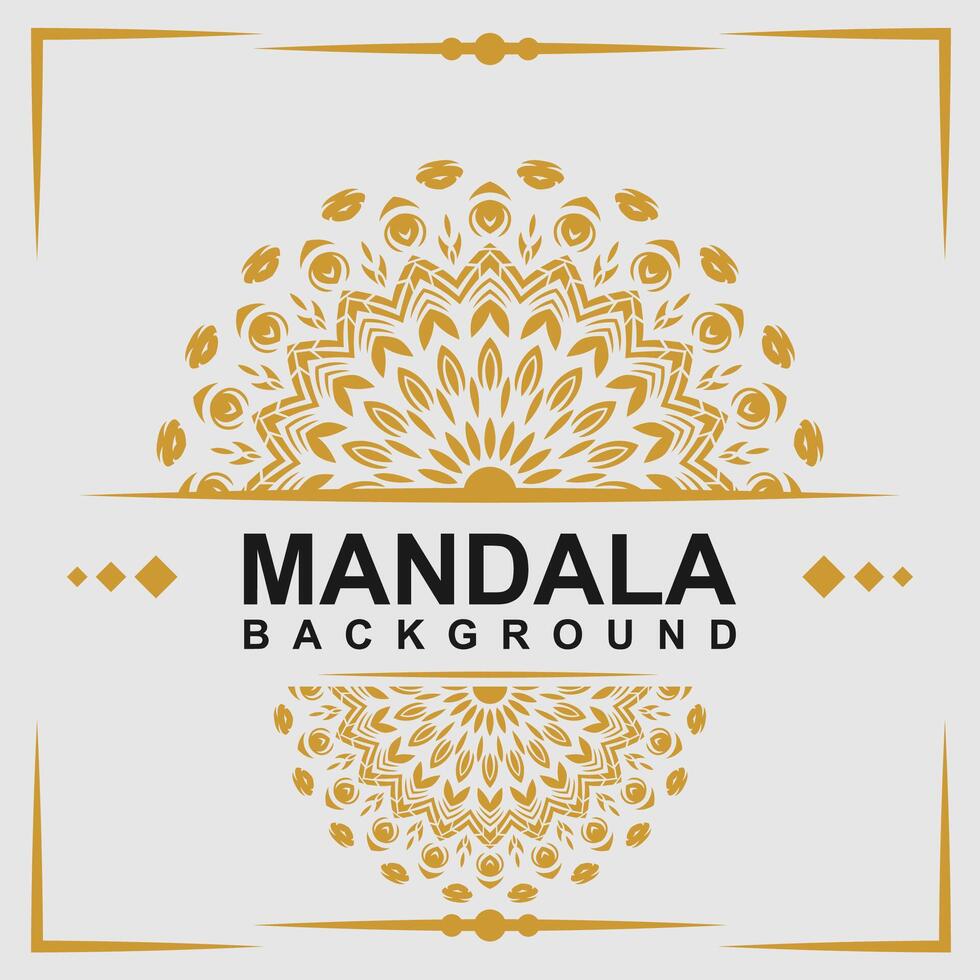 Golden frame with mandala art background vector